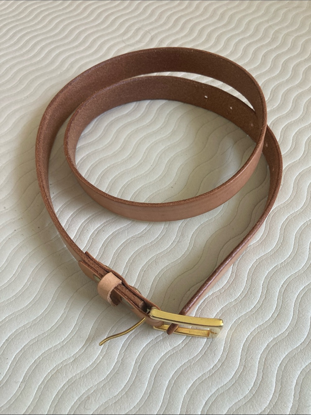 Women's Tan Leather Belt with Gold Buckle - Handmade in Italy